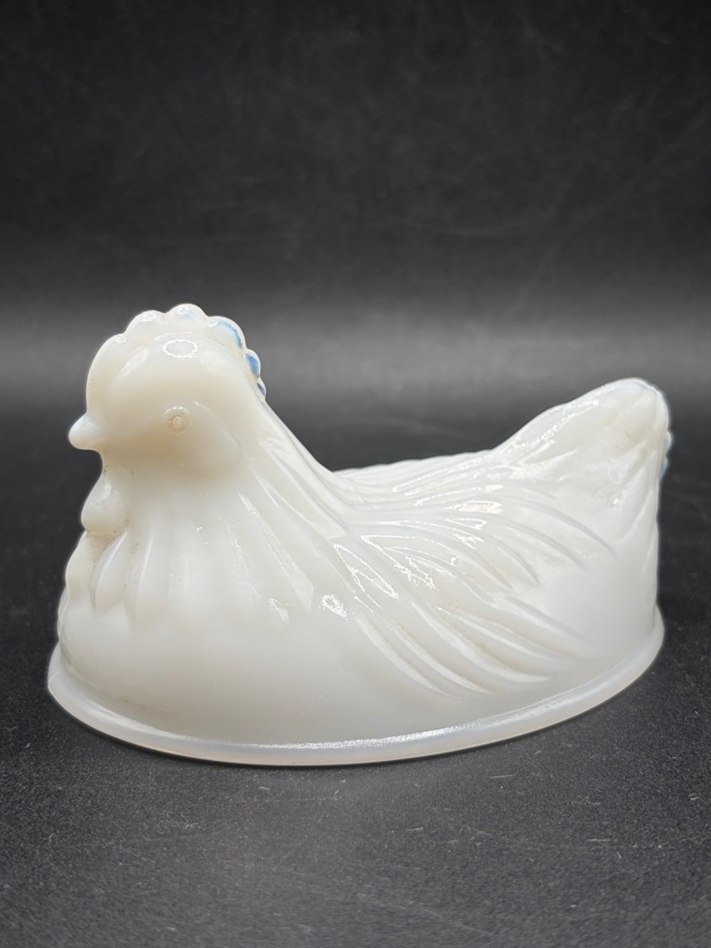 Hazel Atlas Vintage Milk Glass Hen on Nest Lid, Chicken Farmhouse Bird Decor